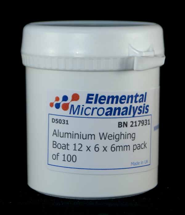 Aluminium Weighing Boat 12 x 6 x 6mm pack of 100